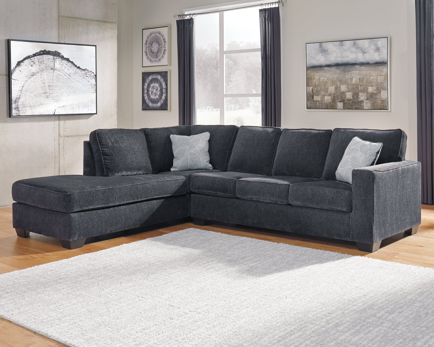 Cassel Furniture Outlet - Ashley Furniture - Altari Sectional - RAF 2-Piece Sectional with Chaise / Slate - 87213S1