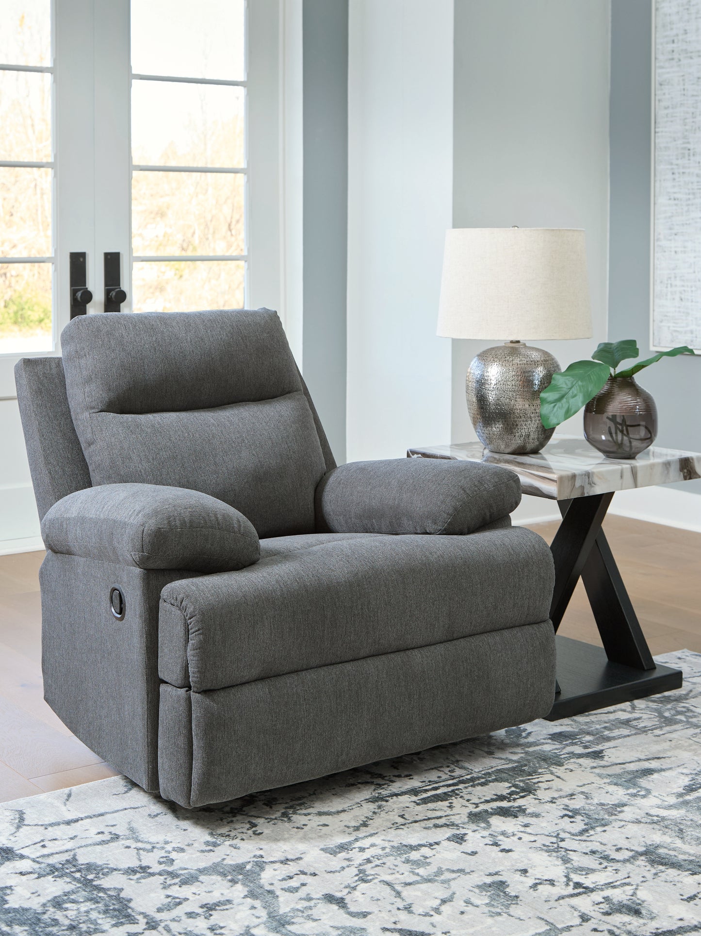 Cassel Furniture Outlet - Ashley Furniture - Side-Swipe Living Room - Rocker Recliner / Charcoal - PC9140625