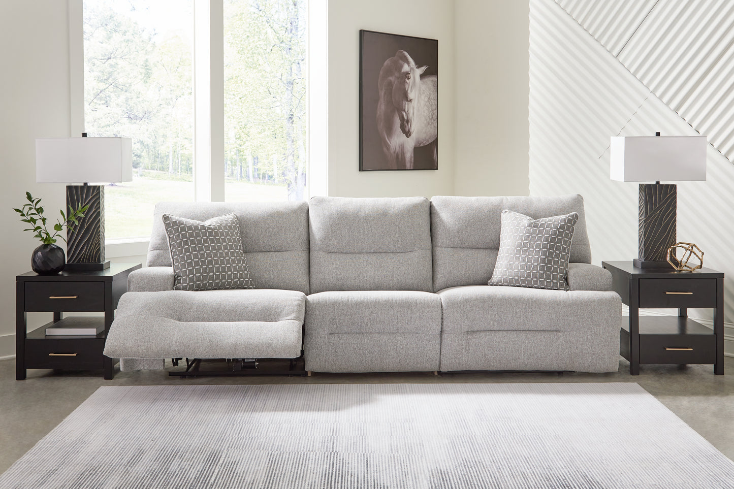 Cassel Furniture Outlet - Ashley Furniture - Acklen Place Sectional - 3-Piece Power Reclining Sectional Sofa / Pewter - 93605S18