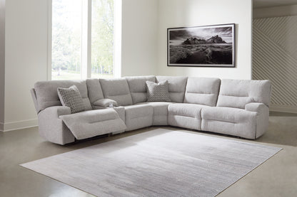 Cassel Furniture Outlet - Ashley Furniture - Acklen Place Sectional - 6-Piece Power Reclining Sectional / Pewter - 93605S9