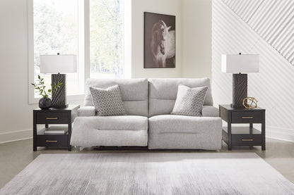 Cassel Furniture Outlet - Ashley Furniture - Acklen Place Sectional - 2-Piece Power Reclining Sectional Loveseat / Pewter - 93605S16