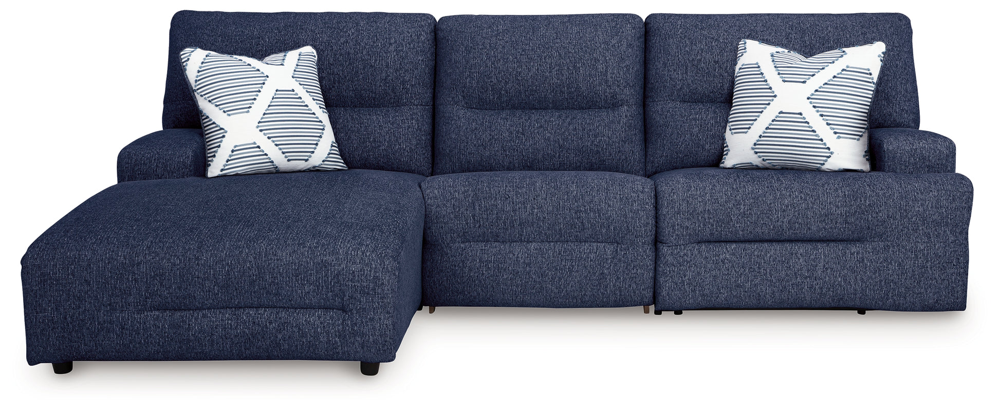Cassel Furniture Outlet - Ashley Furniture - Acklen Place Sectional - 3-Piece Power Reclining Sectional / Navy - 93607S7