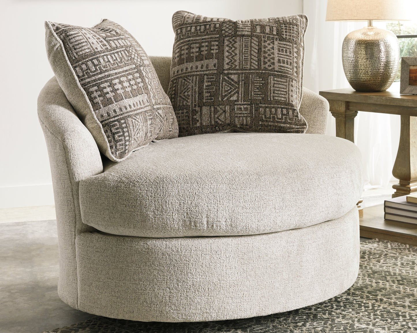 Cassel Furniture Outlet - Ashley Furniture - Soletren Living Room - Swivel Accent Chair / Stone - 9510444