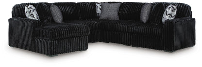 Cassel Furniture Outlet - Ashley Furniture - Midnight-Madness Sectional - RAF 5-Piece Sectional with Chaise / Onyx - 98103S21