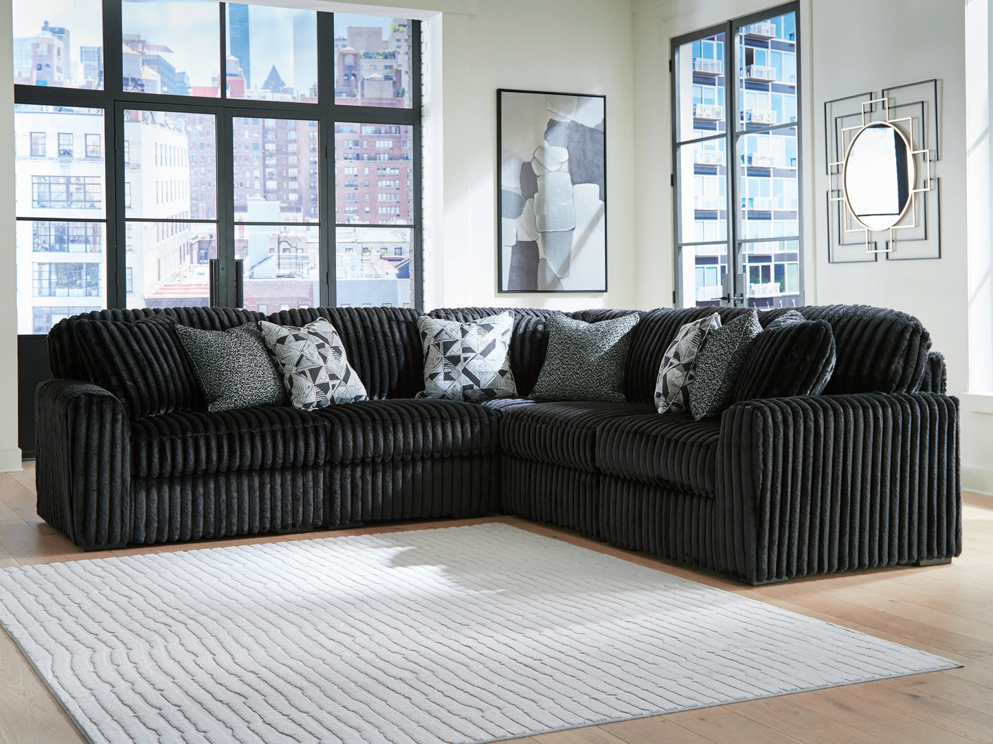 Cassel Furniture Outlet - Ashley Furniture - Midnight-Madness Sectional - RAF 5-Piece Sectional / Onyx - 98103S26