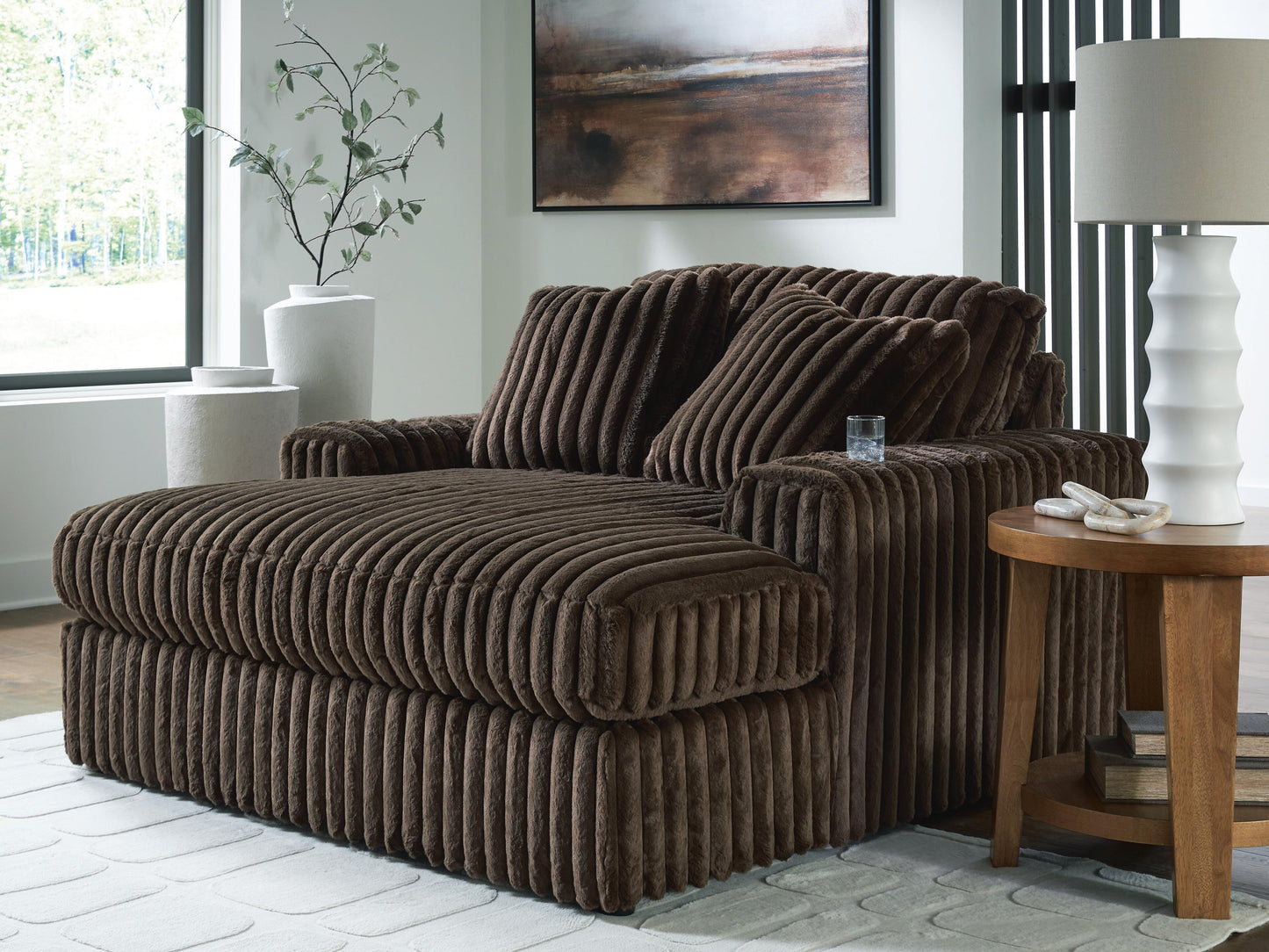 Cassel Furniture Outlet - Ashley Furniture - Midnight-Madness Living Room - Oversized Chaise / Chocolate - 9810415
