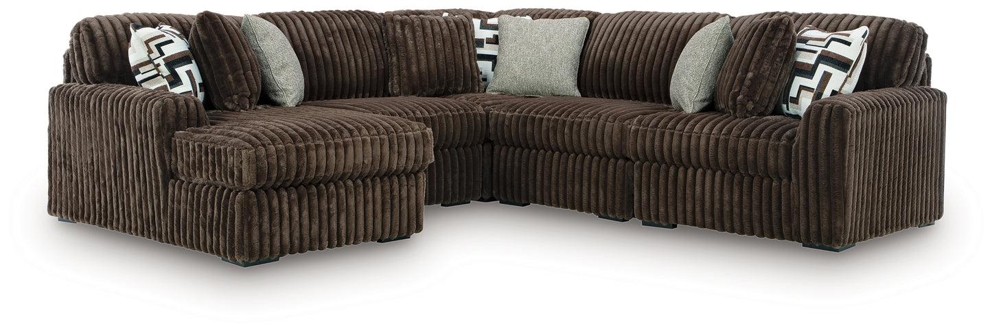 Cassel Furniture Outlet - Ashley Furniture - Midnight-Madness Sectional - RAF 5-Piece Sectional with Chaise / Chocolate - 98104S21