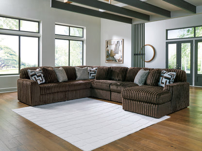 Cassel Furniture Outlet - Ashley Furniture - Midnight-Madness Sectional - RAF 6-Piece Sectional with Chaise / Chocolate - 98104S24