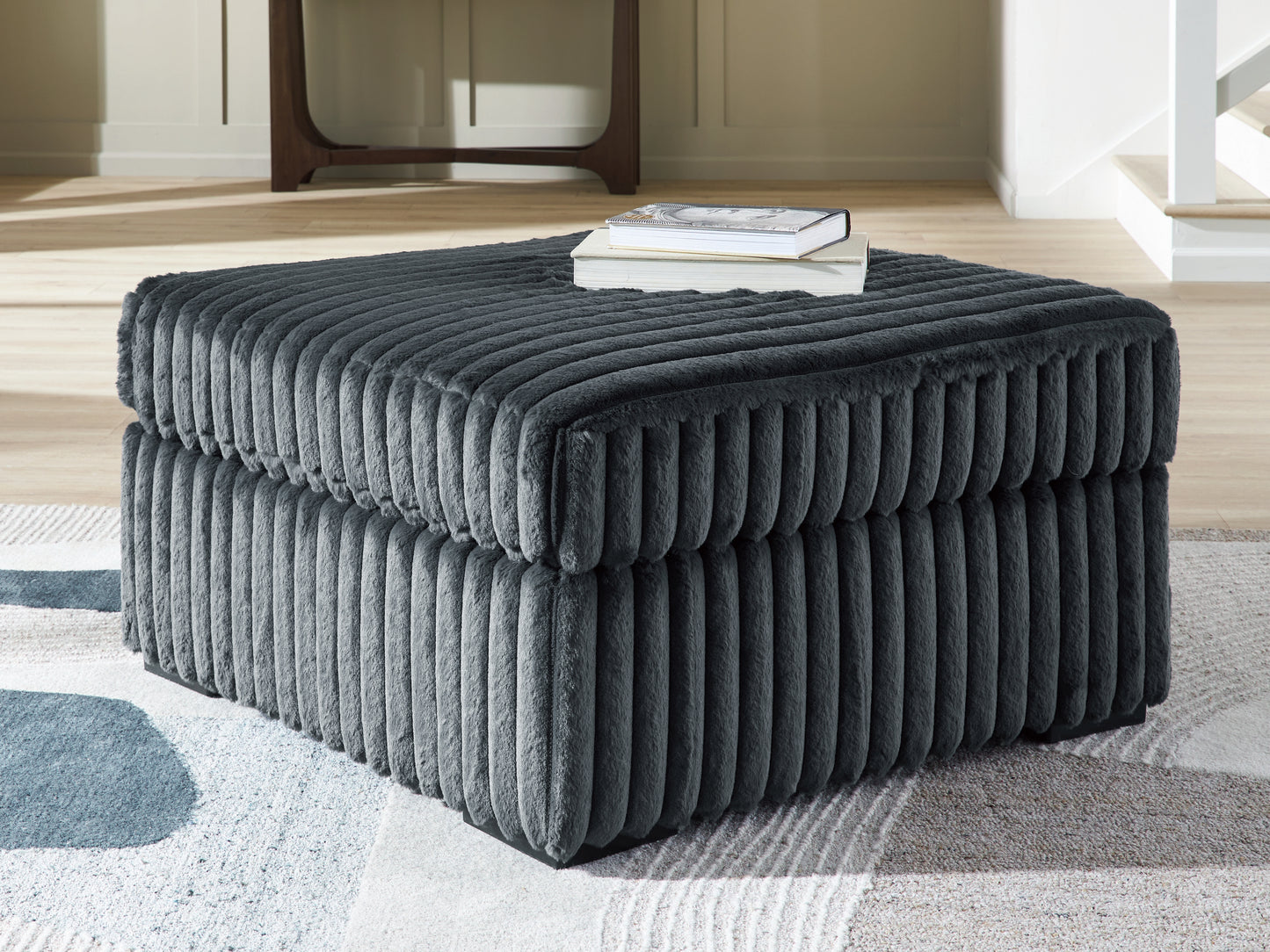Cassel Furniture Outlet - Ashley Furniture - Midnight-Madness Living Room - Oversized Accent Ottoman / Gunmetal - 9810508