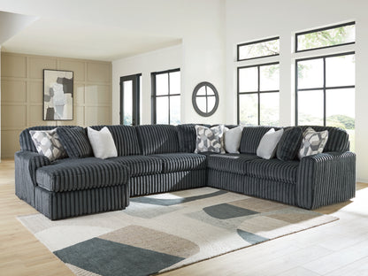 Cassel Furniture Outlet - Ashley Furniture - Midnight-Madness Sectional - RAF 4-Piece Sectional with Chaise / Gunmetal - 98105S1