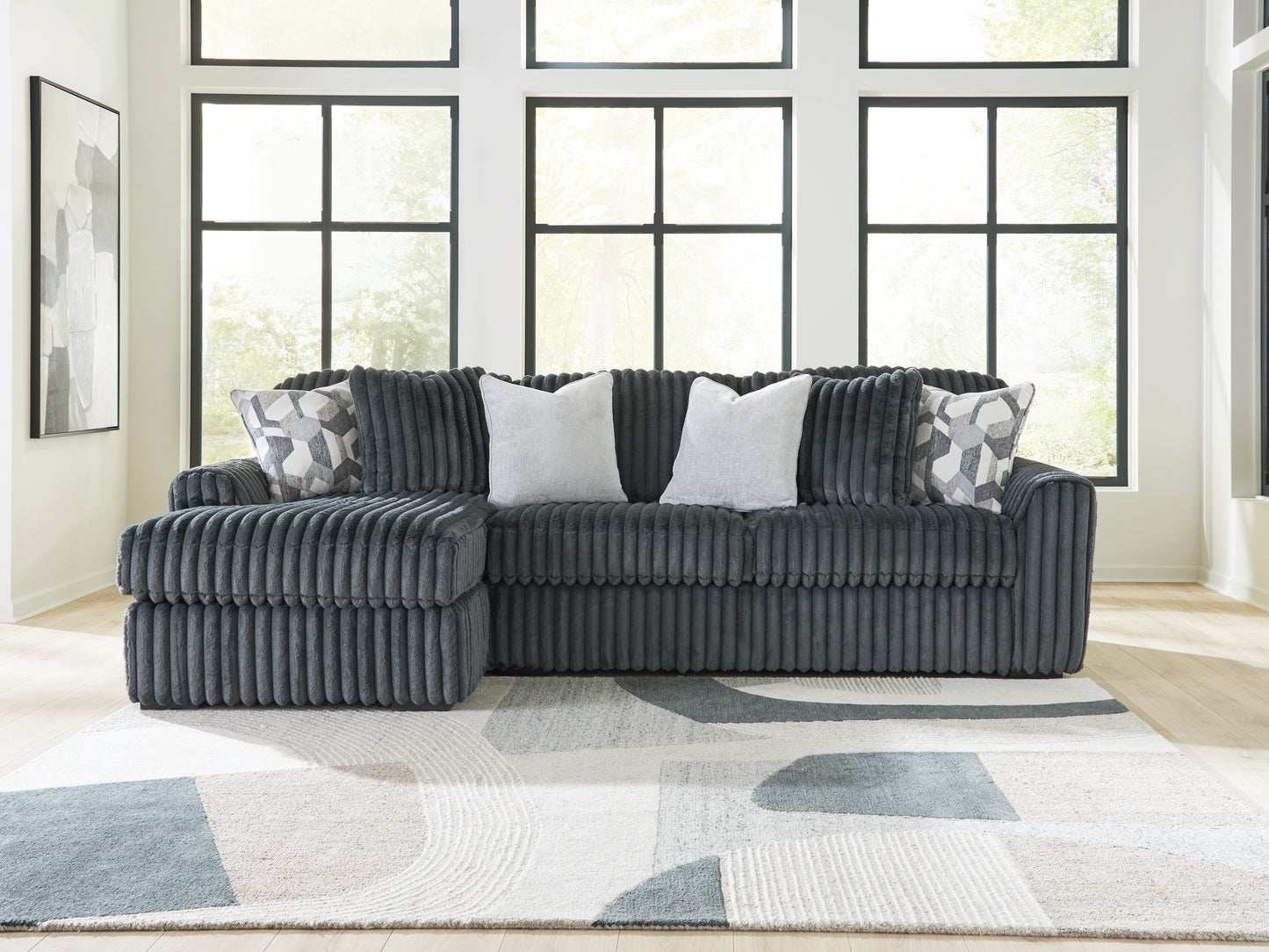 Cassel Furniture Outlet - Ashley Furniture - Midnight-Madness Sectional - RAF 2-Piece Sectional Sofa Chaise / Gunmetal - 98105S4