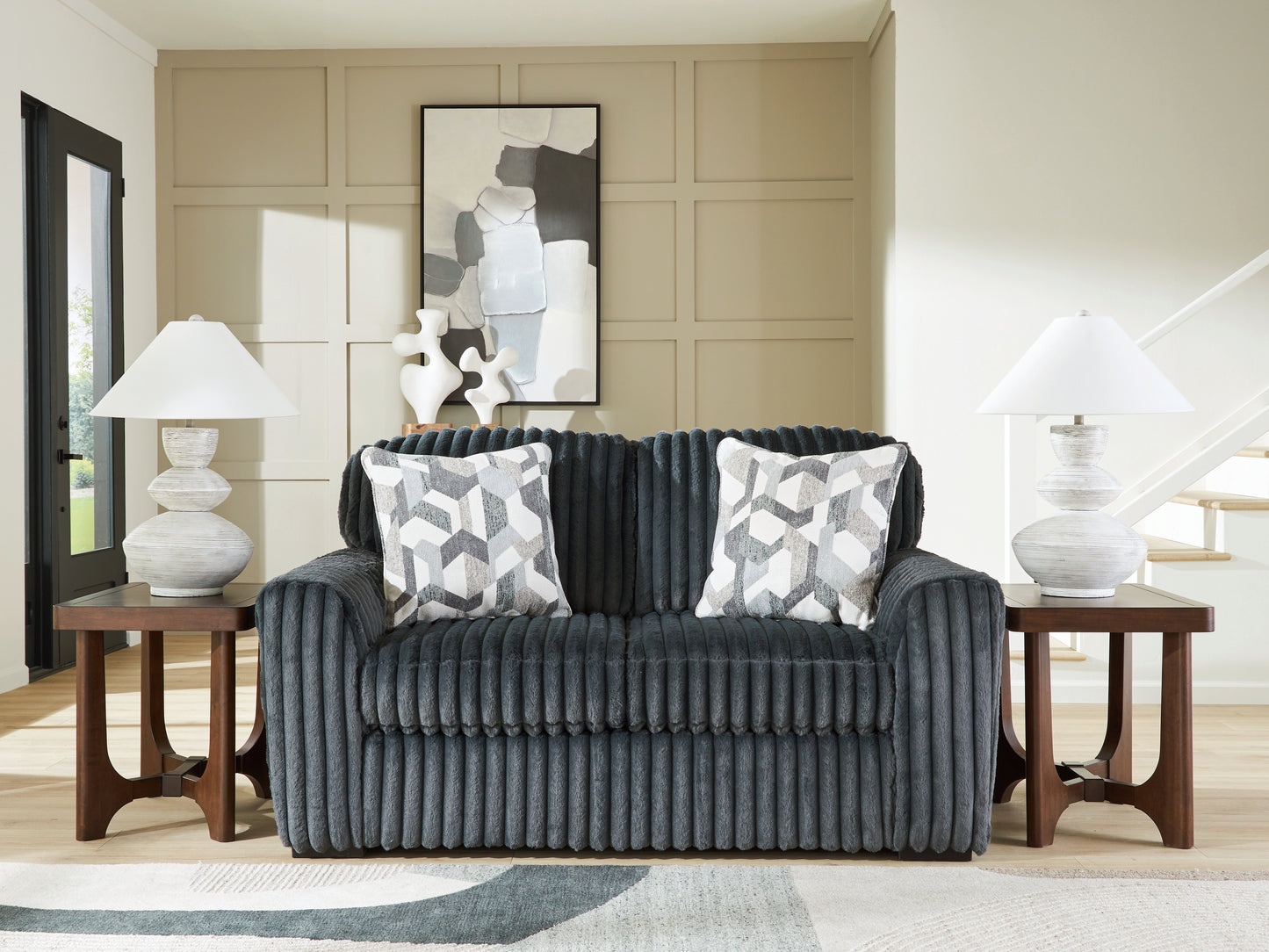 Cassel Furniture Outlet - Ashley Furniture - Midnight-Madness Living Room - Loveseat / Gunmetal - 9810535