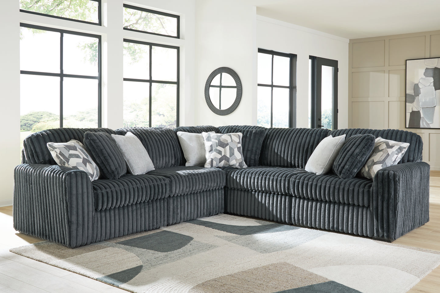 Cassel Furniture Outlet - Ashley Furniture - Midnight-Madness Sectional - RAF 5-Piece Sectional / Gunmetal - 98105S27