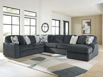 Cassel Furniture Outlet - Ashley Furniture - Midnight-Madness Sectional - LAF 4-Piece Sectional with Chaise / Gunmetal - 98105S2
