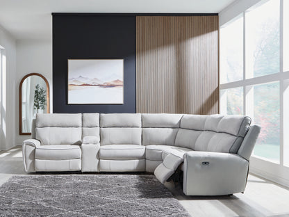 Cassel Furniture Outlet - Ashley Furniture - Social Pointe Sectional - 6-Piece Power Reclining Sectional / Pearl/Ash - PC98802S10