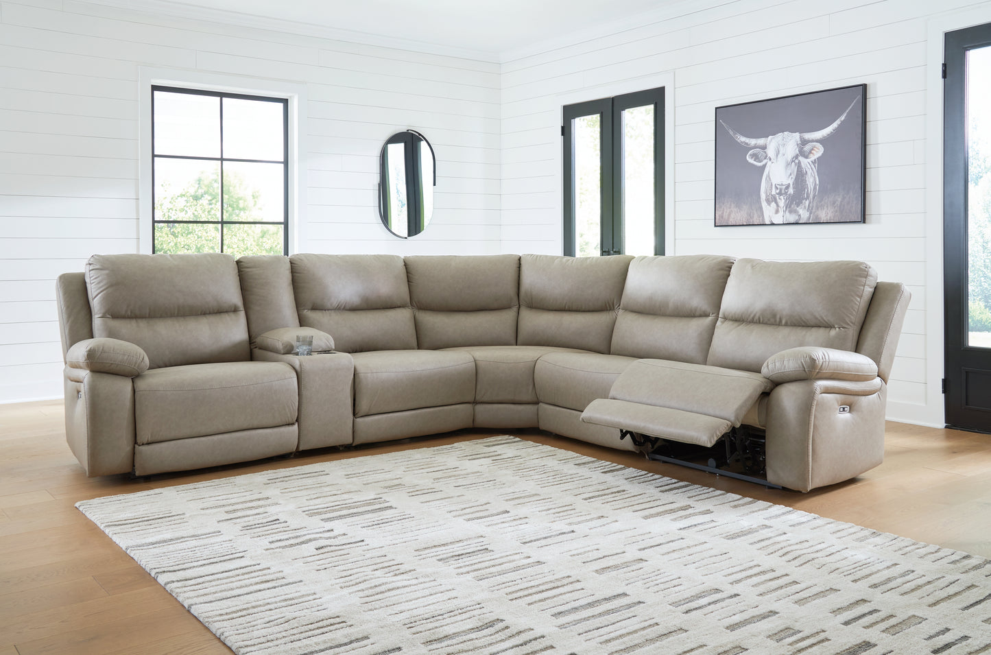 Cassel Furniture Outlet - Ashley Furniture - Narwhal Place Sectional - 6-Piece Power Reclining Sectional / Pebble - PC99201S10