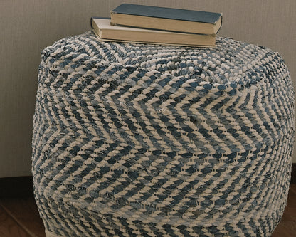 Cassel Furniture Outlet - Ashley Furniture - Chevron Pouf - Pouf / Blue - A1000445