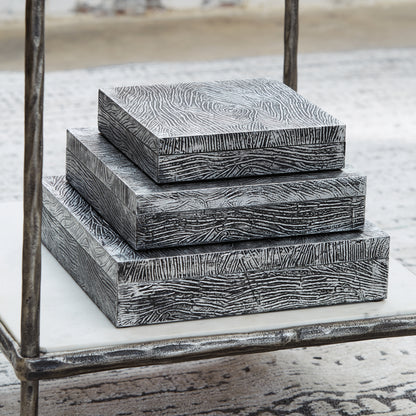 Cassel Furniture Outlet - Ashley Furniture - Keldy Box (Set of 3) - Box Set (3/CN) / Antique Pewter Finish - A2000491