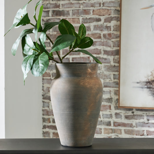 Cassel Furniture Outlet - Ashley Furniture - Brickmen Vase - Vase / Antique Gray - A2000659