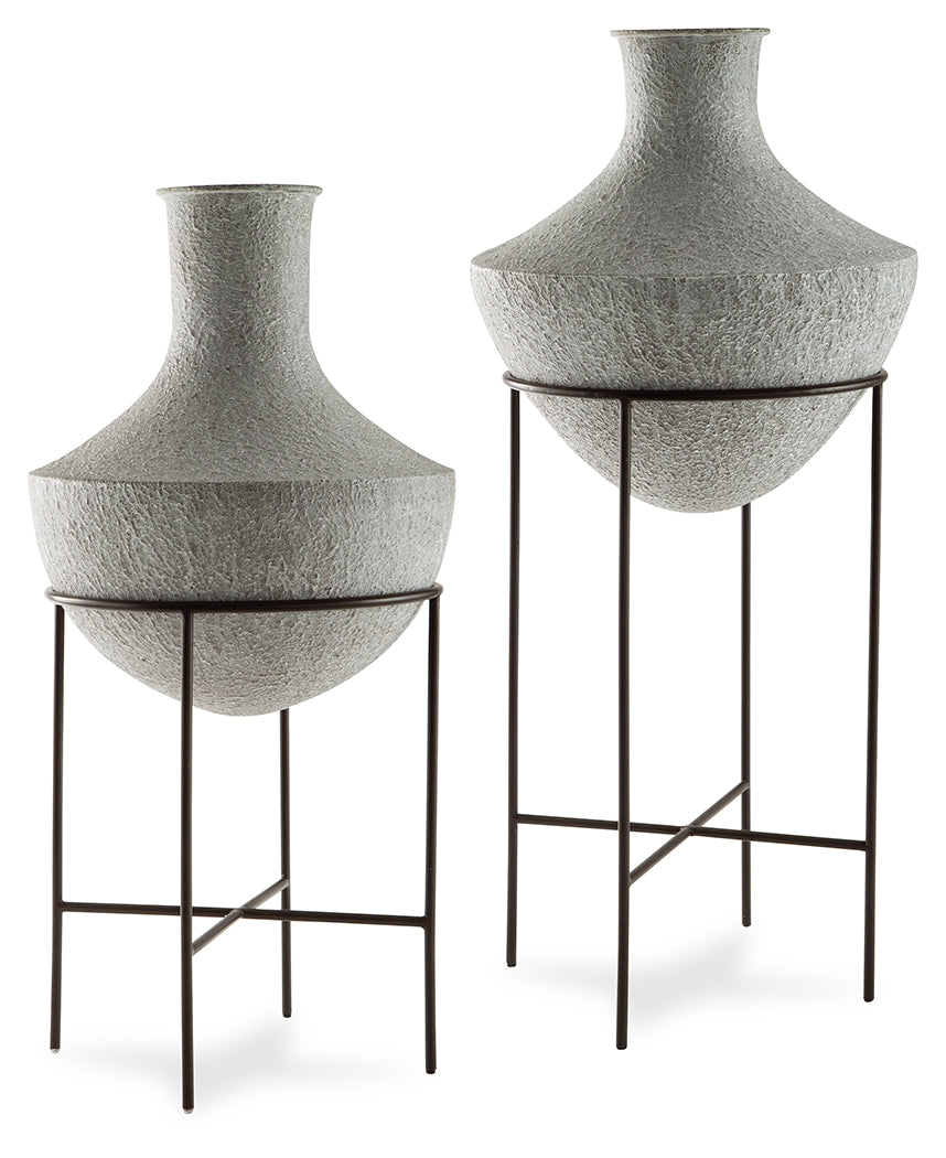 Cassel Furniture Outlet - Ashley Furniture - Estonbank Vase - Vase Set / Distressed Cream - A2000748A1