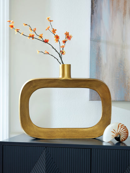 Cassel Furniture Outlet - Ashley Furniture - Lawtonville Vase - Vase / Antique Gold Finish - A2000751