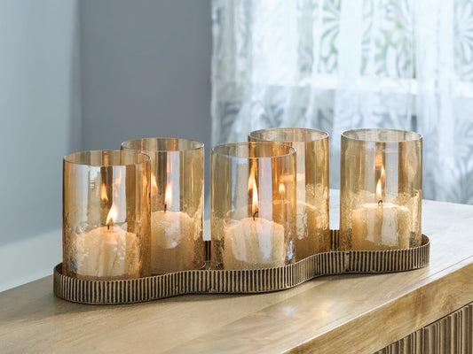 Cassel Furniture Outlet - Ashley Furniture - Evereton Candle Holder - Candle Holder / Antique Gold Finish - A2000856