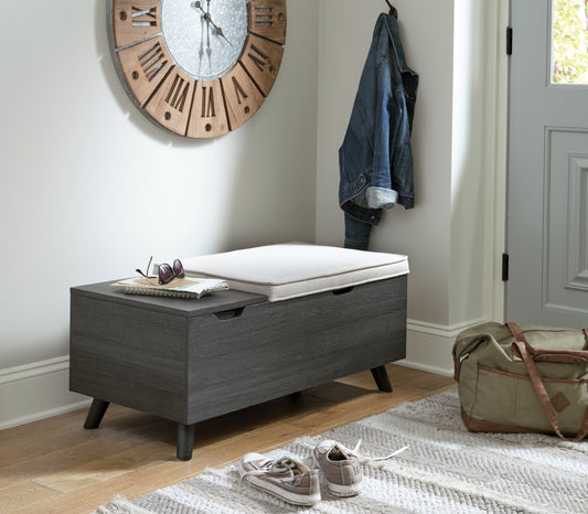 Cassel Furniture Outlet - Ashley Furniture - Yarlow Storage Bench - Storage Bench / Linen/Gray / 39"W x 19"D x 17"H - A3000321