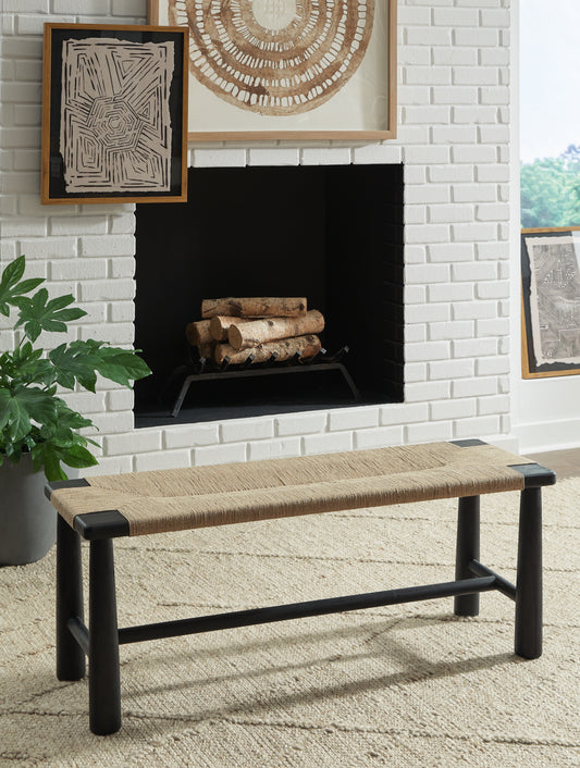 Cassel Furniture Outlet - Ashley Furniture - Acerman Accent Bench - Accent Bench / Black/Natural / 48"W x 16"D x 18"H - A3000684
