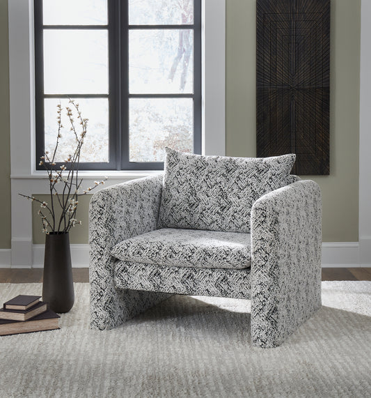 Cassel Furniture Outlet - Ashley Furniture - Kenbell Accent Chair - Accent Chair / Black/White - A3000705