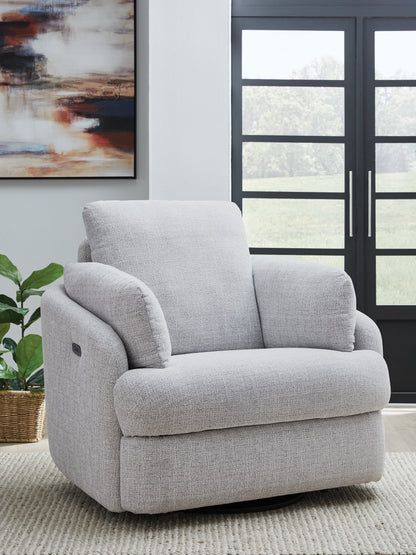 Cassel Furniture Outlet - Ashley Furniture - Alainmont Next-Gen Nuvella Swivel Power Recliner - Swivel Power Recliner / Salt and Pepper - A3000738