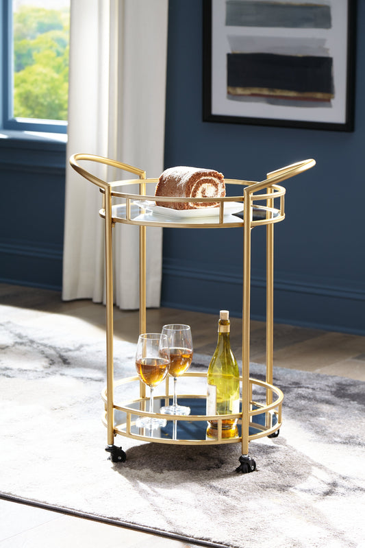 Cassel Furniture Outlet - Ashley Furniture - Wynora Bar Cart - Bar Cart / Gold - A4000099