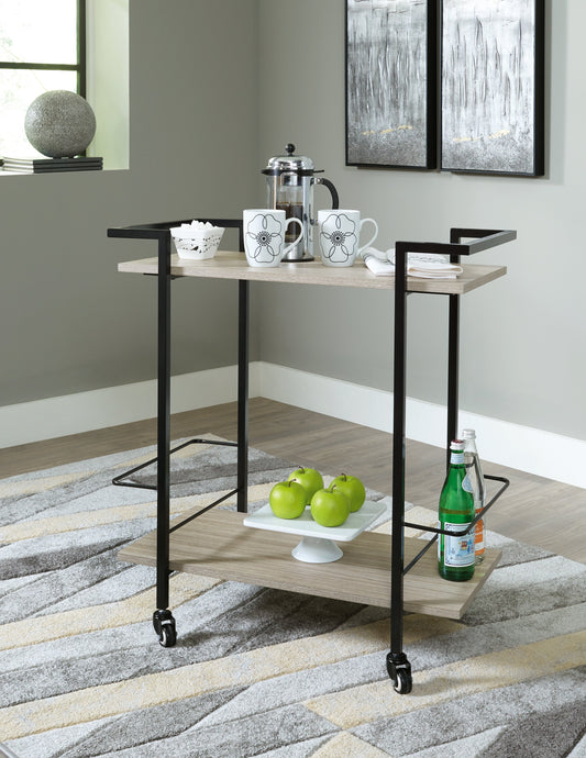 Cassel Furniture Outlet - Ashley Furniture - Waylowe Bar Cart - Bar Cart / Brown/Black - A4000389