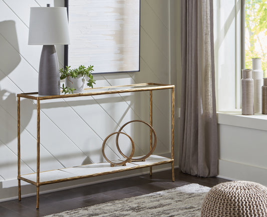 Cassel Furniture Outlet - Ashley Furniture - Ryandale Console Sofa Table - Console Sofa Table / Antique Brass Finish - A4000443