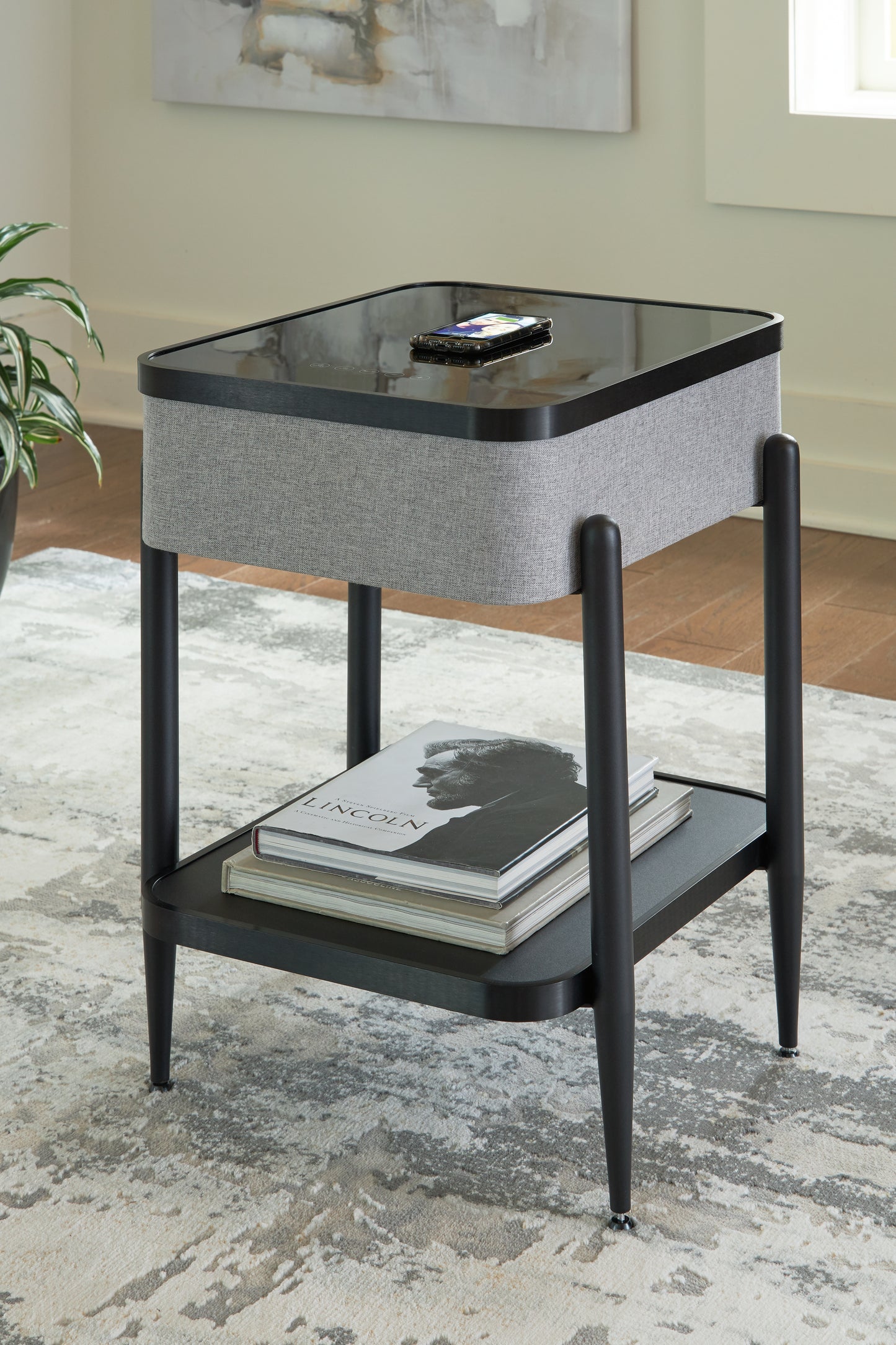 Cassel Furniture Outlet - Ashley Furniture - Jorvalee Accent Table with Speaker - Accent Table with Speaker / Gray/Black - A4000550