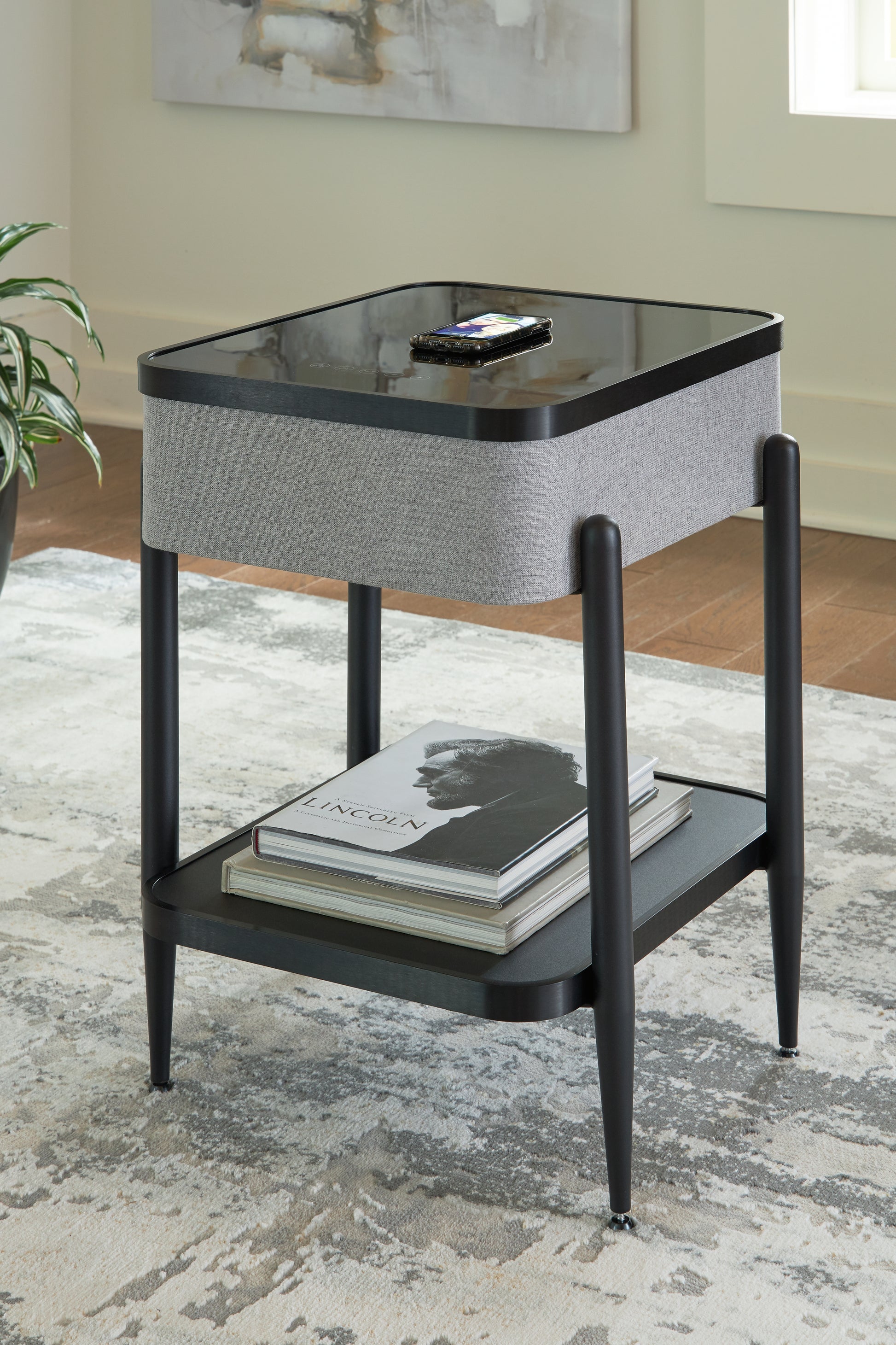 Cassel Furniture Outlet - Ashley Furniture - Jorvalee Accent Table with Speaker - Accent Table with Speaker / Gray/Black - A4000550