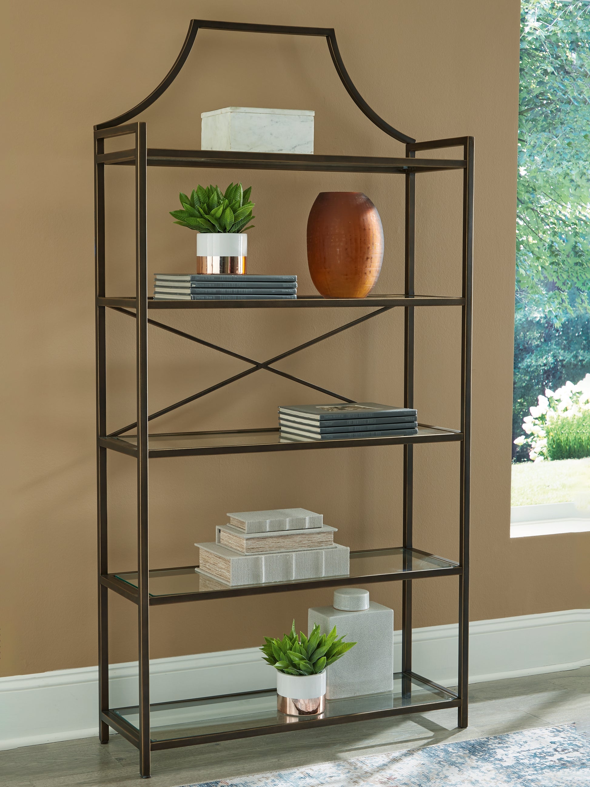 Cassel Furniture Outlet - Ashley Furniture - Bernonly Bookcase - Bookcase / Antique Bronze Finish - A4000556