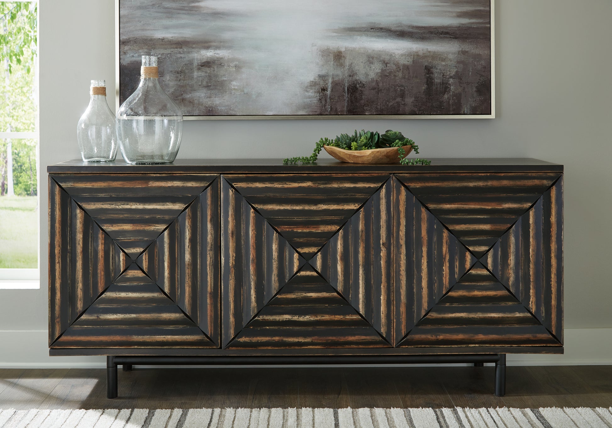 Cassel Furniture Outlet - Ashley Furniture - Fair Ridge Accent Cabinet - Accent Cabinet / Distressed Black - A4000573