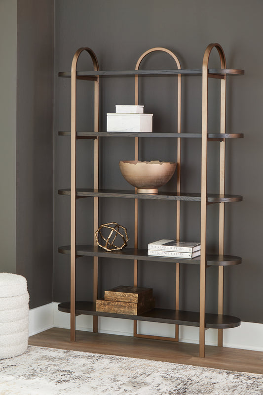 Cassel Furniture Outlet - Ashley Furniture - Brentmour Bookcase - Bookcase / Brown/Gold Finish - A4000589