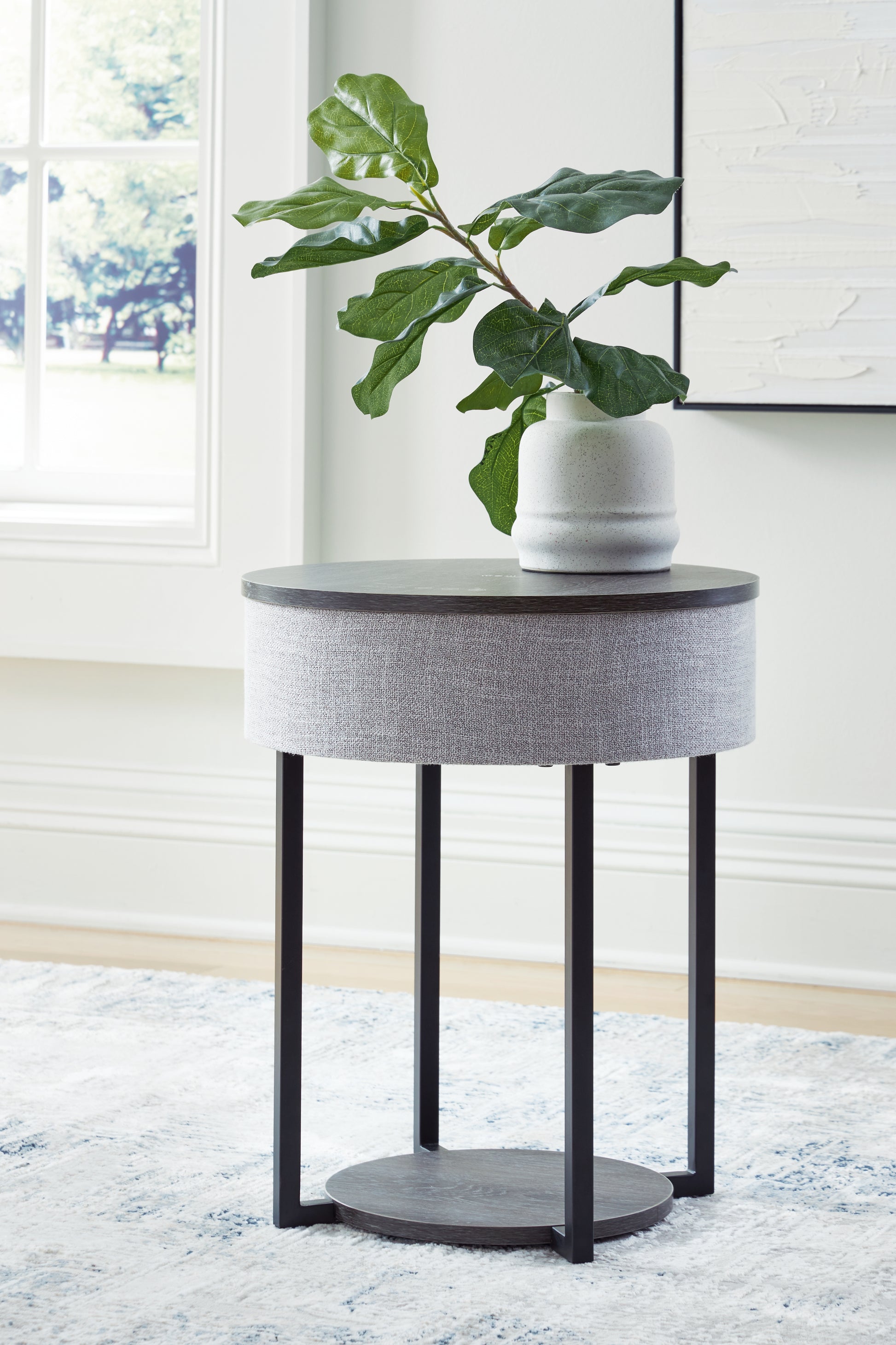 Cassel Furniture Outlet - Ashley Furniture - Sethlen Accent Table with Speaker - Accent Table with Speaker / Gray/Black - A4000641