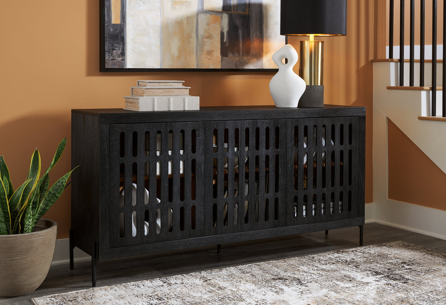Cassel Furniture Outlet - Ashley Furniture - Vallisburg Accent Cabinet - Accent Cabinet / Black/Natural - A4000644