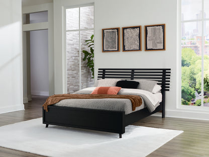 Cassel Furniture Outlet - Ashley Furniture - Danziar Bedroom - Queen Slat Panel Bed / Black - B1013B4