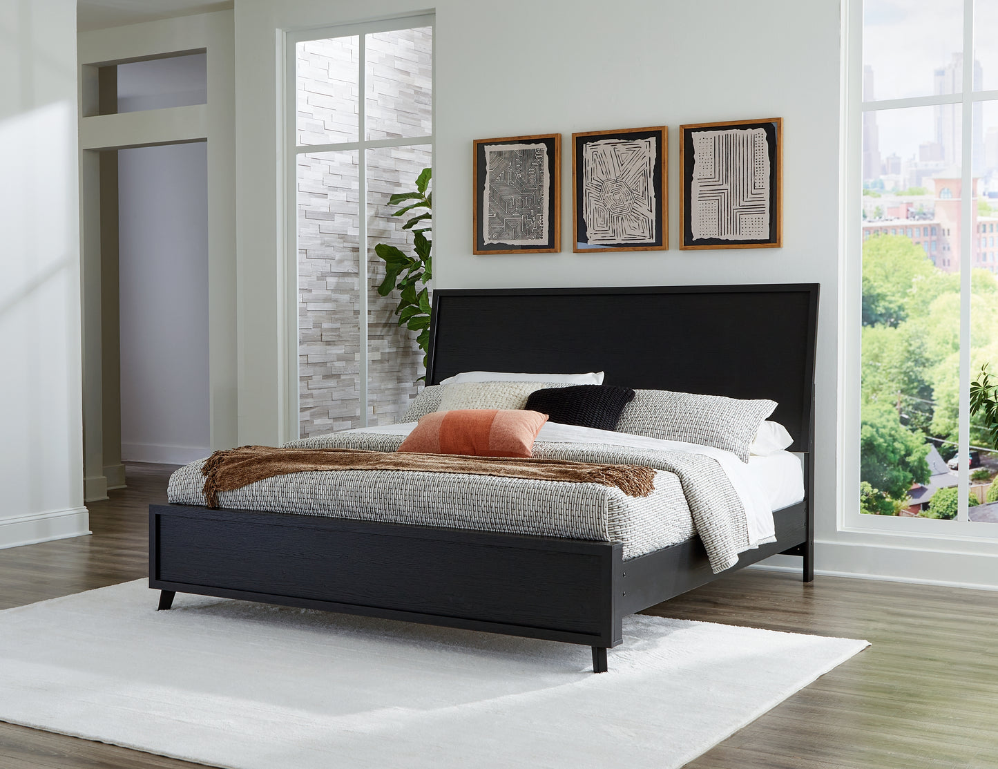 Cassel Furniture Outlet - Ashley Furniture - Danziar Bedroom - King Panel Bed / Black - B1013B7