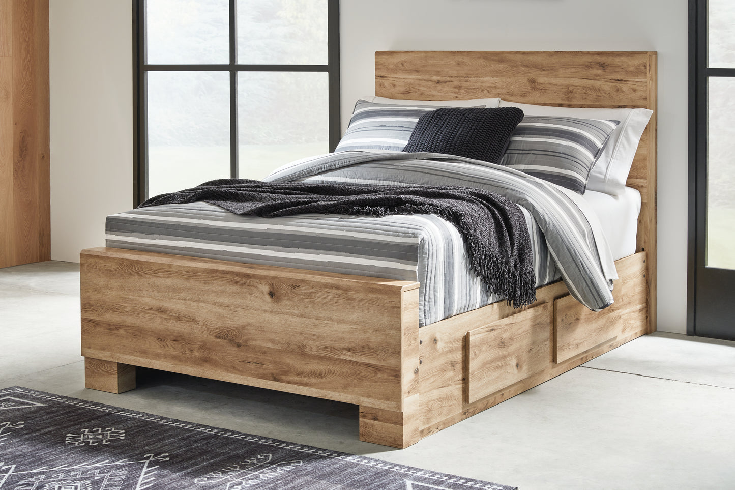 Cassel Furniture Outlet - Ashley Furniture - Hyanna Bedroom - Full Panel Bed with 1 Side Storage / Tan Brown - B1050B25