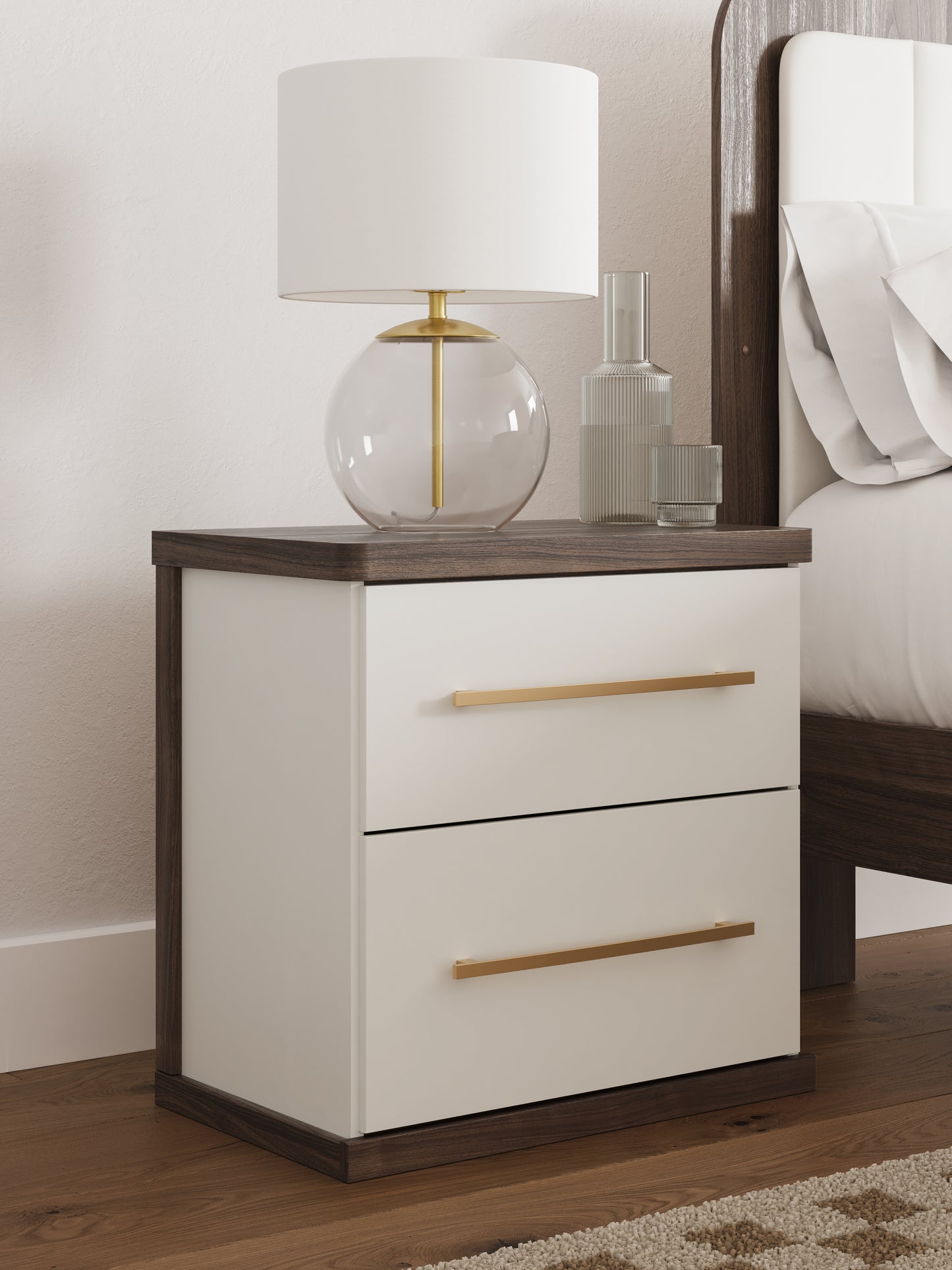 Cassel Furniture Outlet - Ashley Furniture - Kendanport Bedroom - Two Drawer Night Stand / Brown/White - PCB1108-92