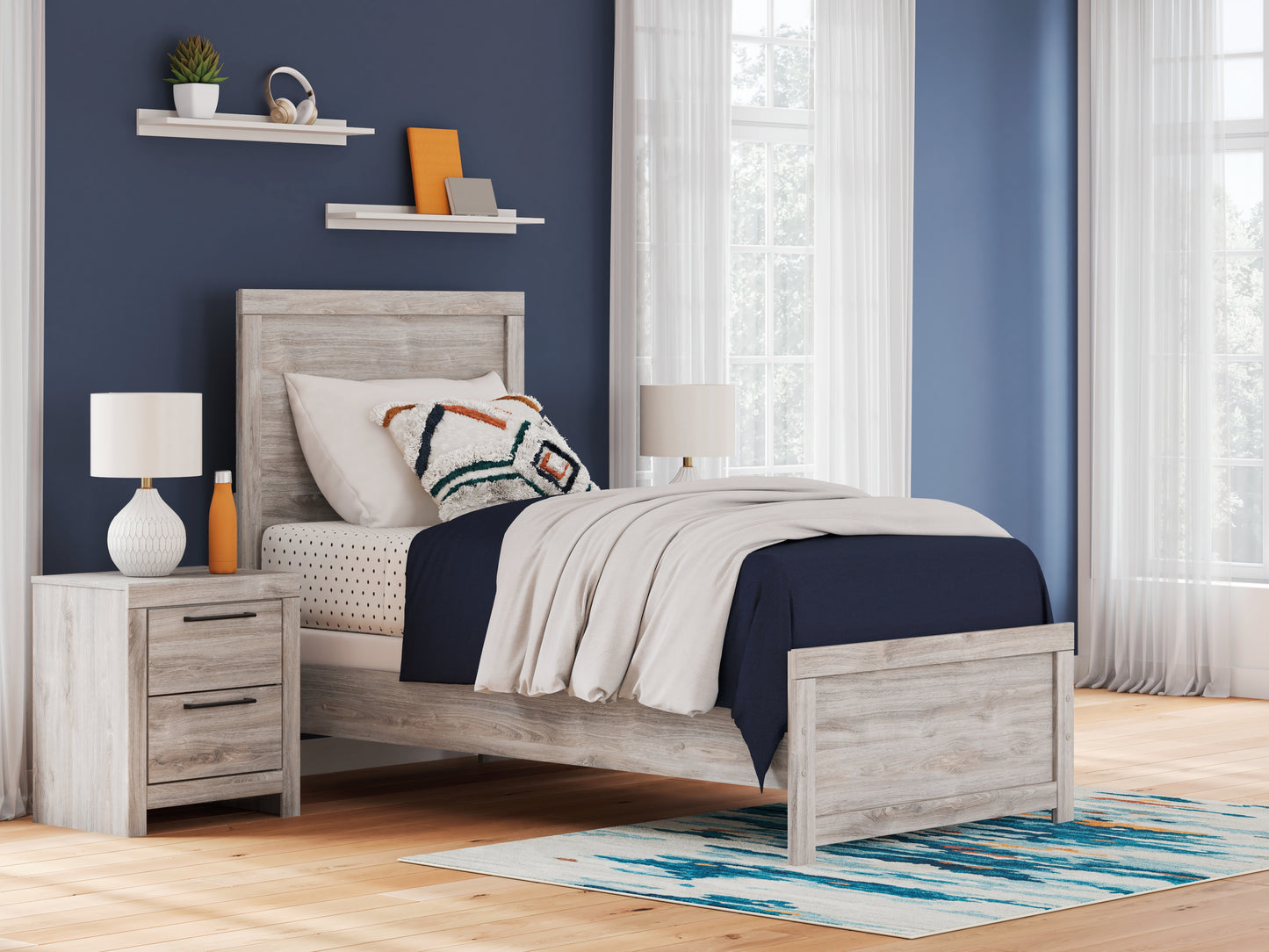 Cassel Furniture Outlet - Ashley Furniture - Broachmyn Bedroom - Twin Panel Bed / Gray - PCB1120B8