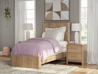 Cassel Furniture Outlet - Ashley Furniture - Gramburg Bedroom - Twin Panel Bed / Warm Natural Brown - PCB1121B2