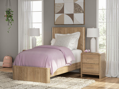Cassel Furniture Outlet - Ashley Furniture - Gramburg Bedroom - Twin Panel Platform Bed / Warm Natural Brown - PCB1121B8