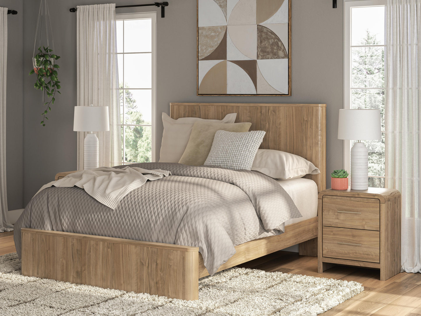 Cassel Furniture Outlet - Ashley Furniture - Gramburg Bedroom - Queen Panel Platform Bed / Warm Natural Brown - PCB1121B10