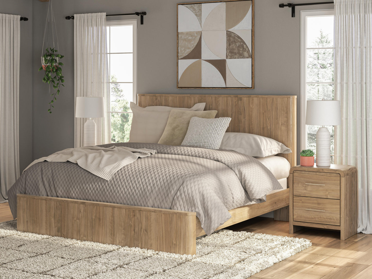 Cassel Furniture Outlet - Ashley Furniture - Gramburg Bedroom - King Panel Bed / Warm Natural Brown - PCB1121B16