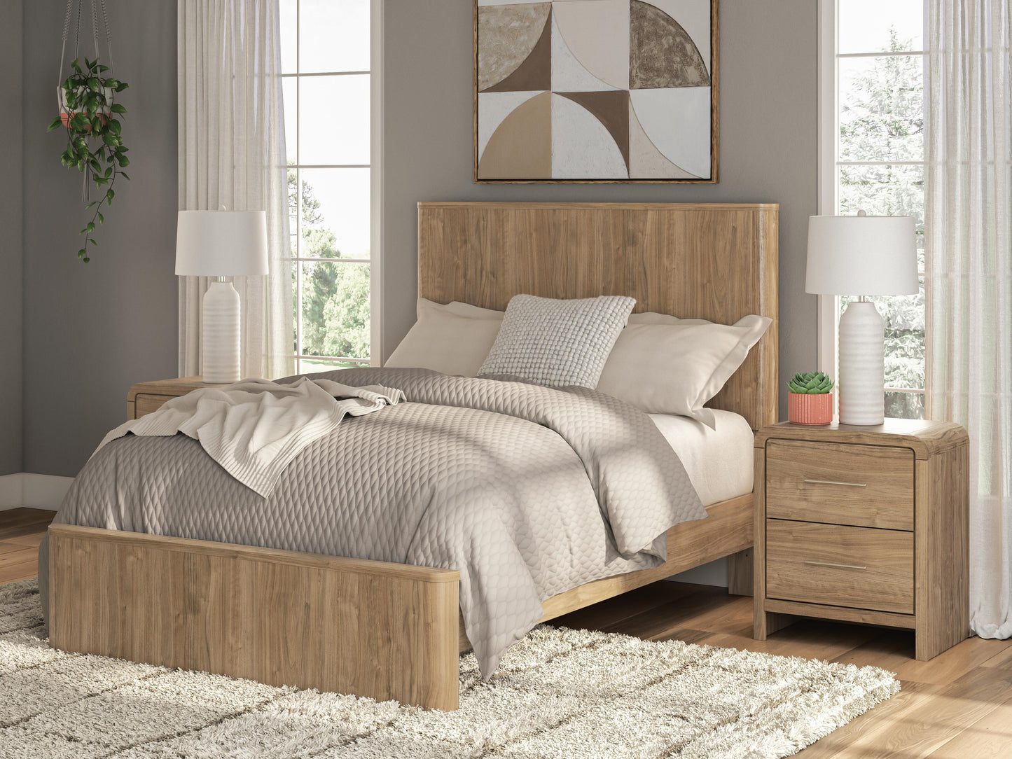 Cassel Furniture Outlet - Ashley Furniture - Gramburg Bedroom - Full Panel Platform Bed / Warm Natural Brown - PCB1121B9